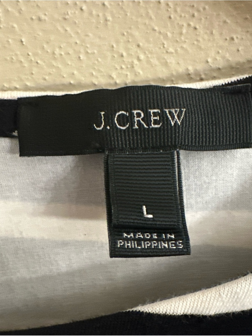 J Crew Ruffle Bell Sleeve Shift Dress Striped Sz L Black White Party 100% Cotton - Picture 2 of 5